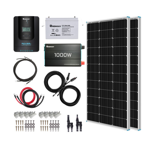 200W 12 Volt Complete Solar Kit with 100Ah AGM Battery